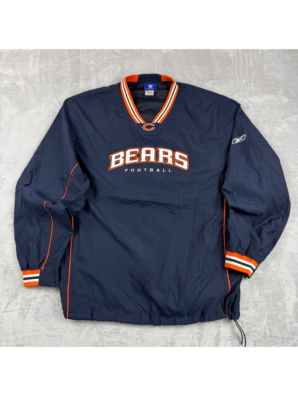 VTG Reebok Chicago Bears NFL MenXL Pullover Jacket Navy Football Windbreaker Y2K